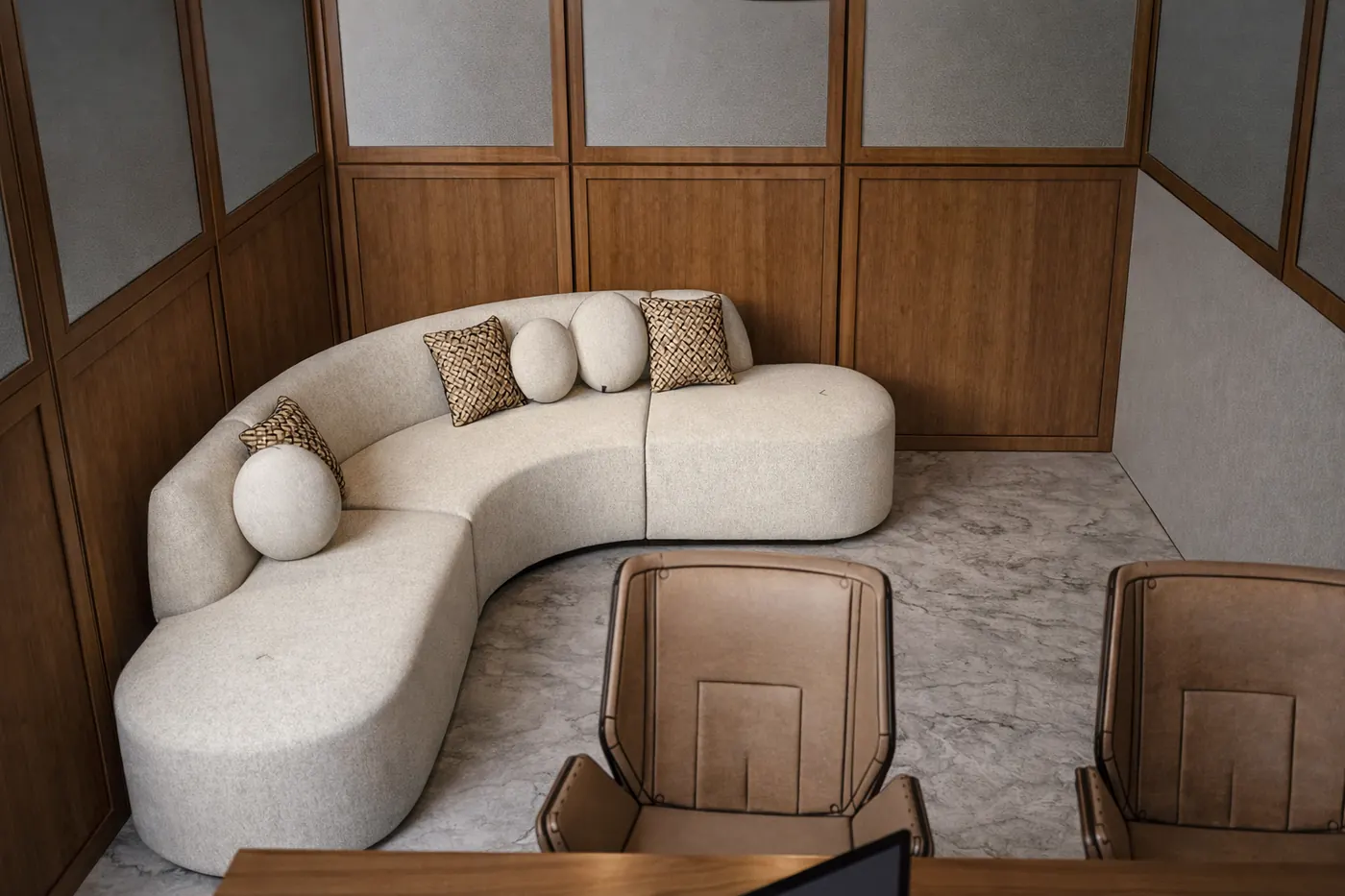 Bespoke Curved Bouclé Sofa