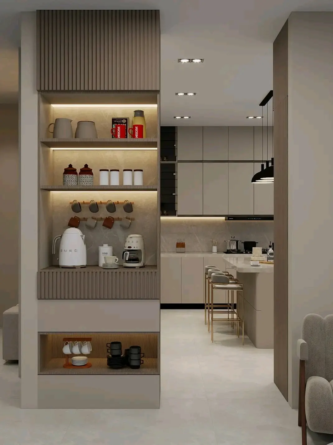 Fluted Breakfast Pantry and Coffee Bar