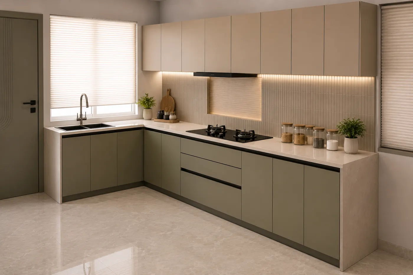 Two-Tone Modular Kitchen Architecture