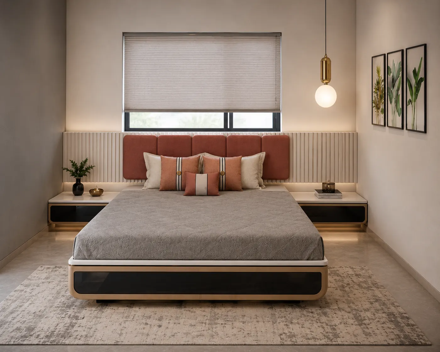 Rust Velvet Headboard Bedroom